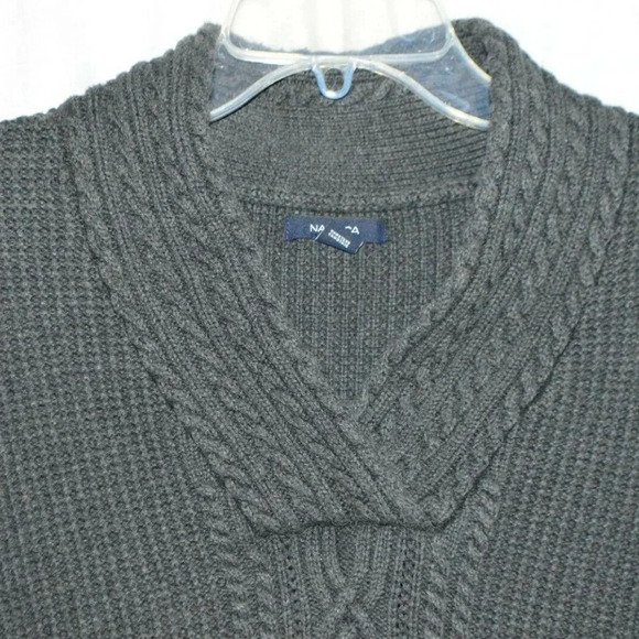 Nautica Gray Pull Over Cable Knit High Collar - Picture 3 of 7